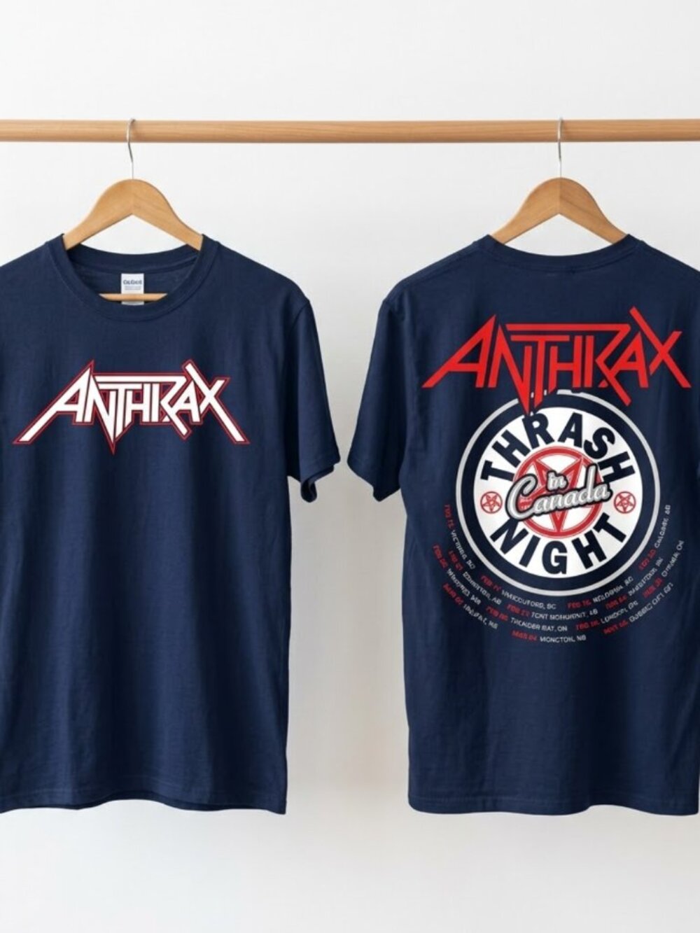 Anthrax Canada Tour 2026 Thrash Night In Canada Navy T-Shirt Reprint
